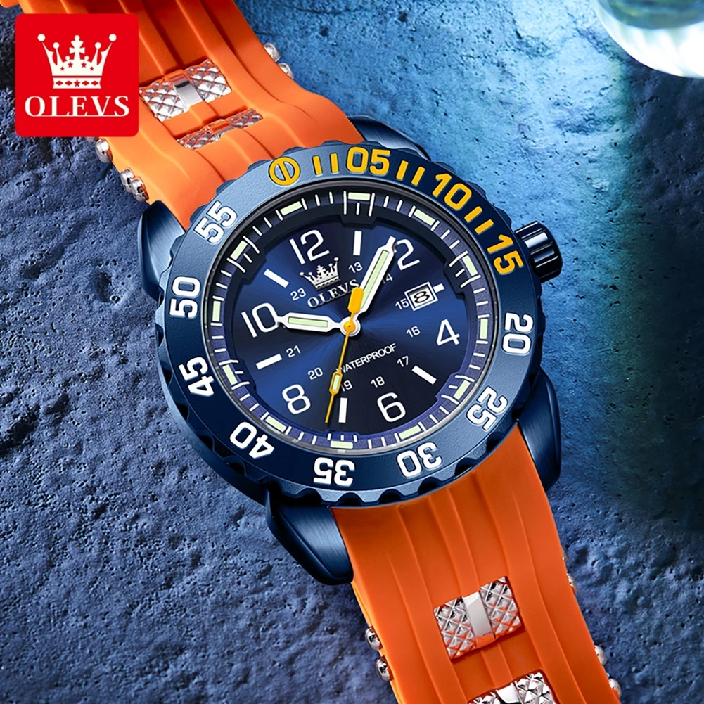 

OLEVS New 3688 Mens Watch Quartz Watch Waterproof Luminous Silicone Strap Date Sports Watches For Man Gift Original Reloj