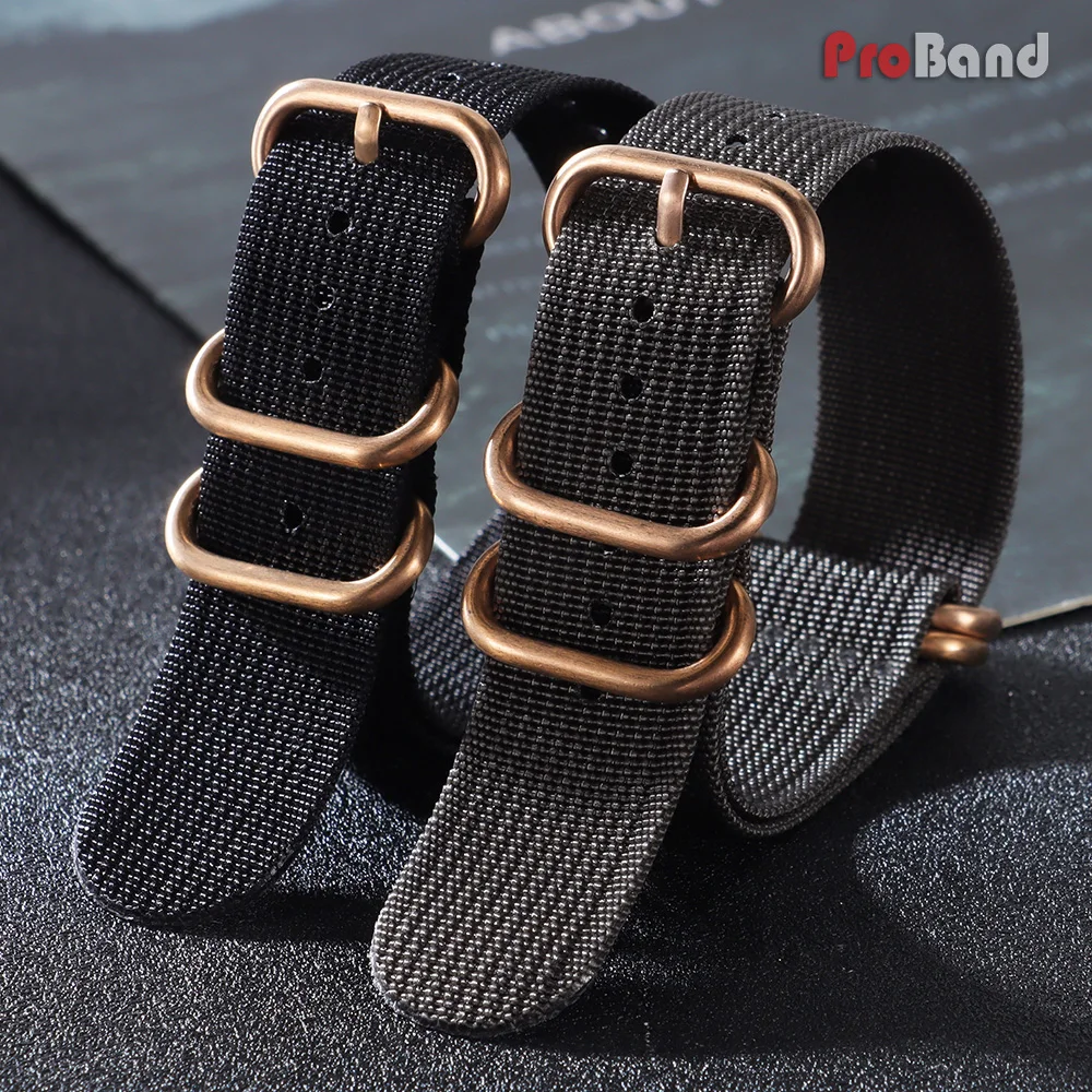 Bracelet de montre en nylon avec boucle anneau or rose 18mm 20mm 22mm 24mm, tressé côtelé, pour Seiko, accessoires de poignet pour homme et femme