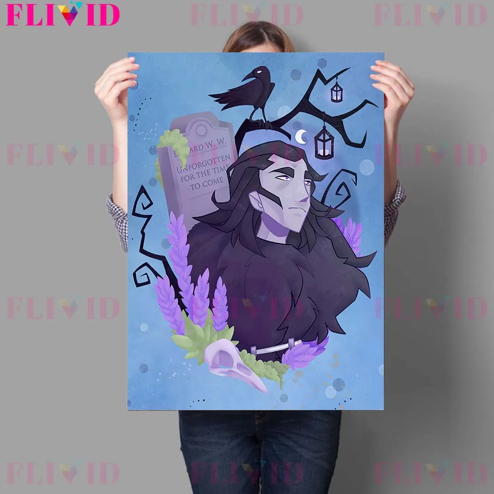 Bat, Crow And Witch Gothic Dark Cartoon Art Poster And Print Vampires In The Castle Wall Art Canvas Painting Home Decor Unframed