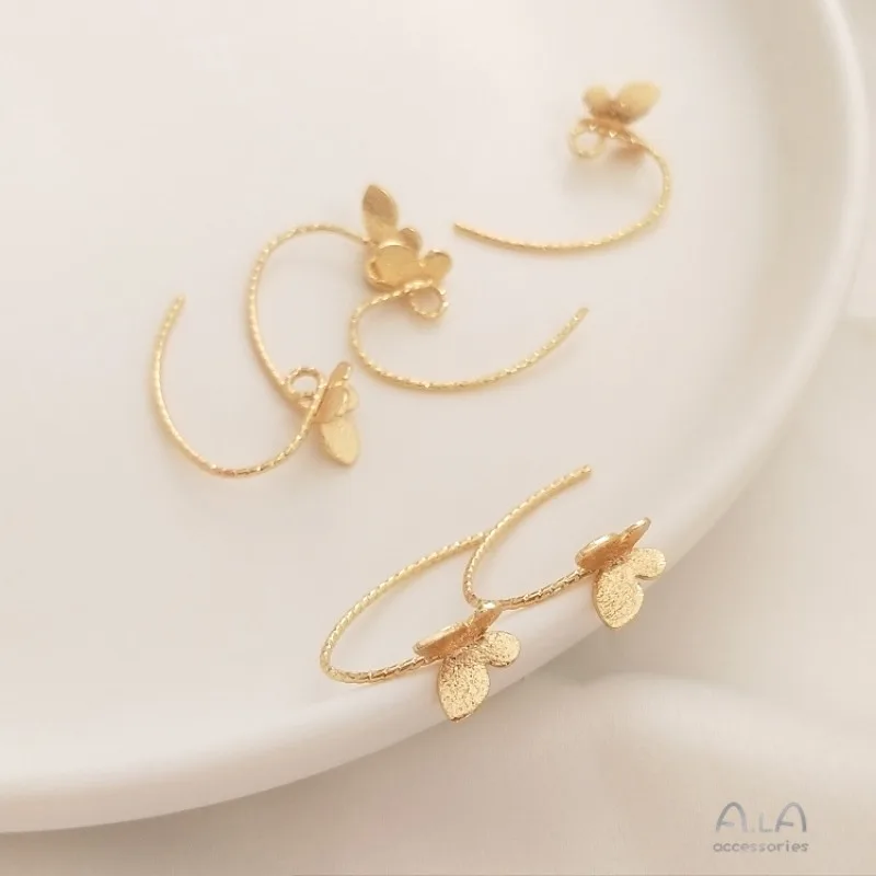 Color 14K Gold S Flash Butterfly Batch Flower Ear Hook With Hanging Hmade DIY Ear Jewelry Accessories C-shaped Ear Hook Material