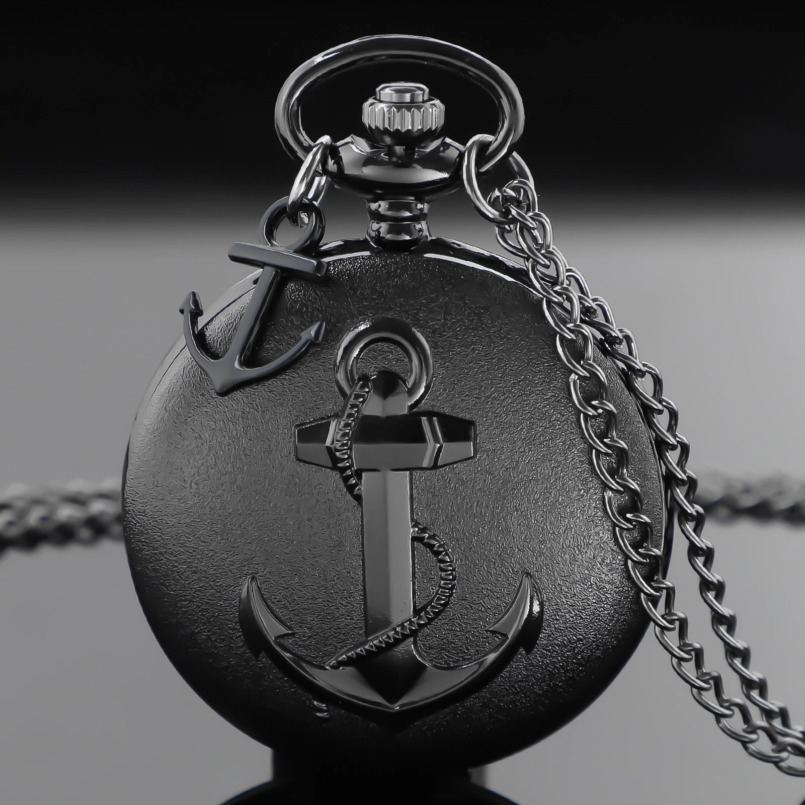 Classic Anime Sailing Boat Anchor Pattern Chain Pocket Watch Vintage Steampunk Necklace Pendant Clock Men Women Gift