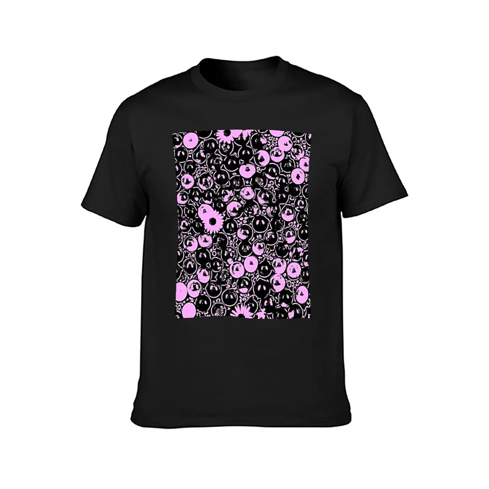 Abstract Marbles And Daisies - Mauve, Black T-Shirt heavyweights blacks mens champion t shirts