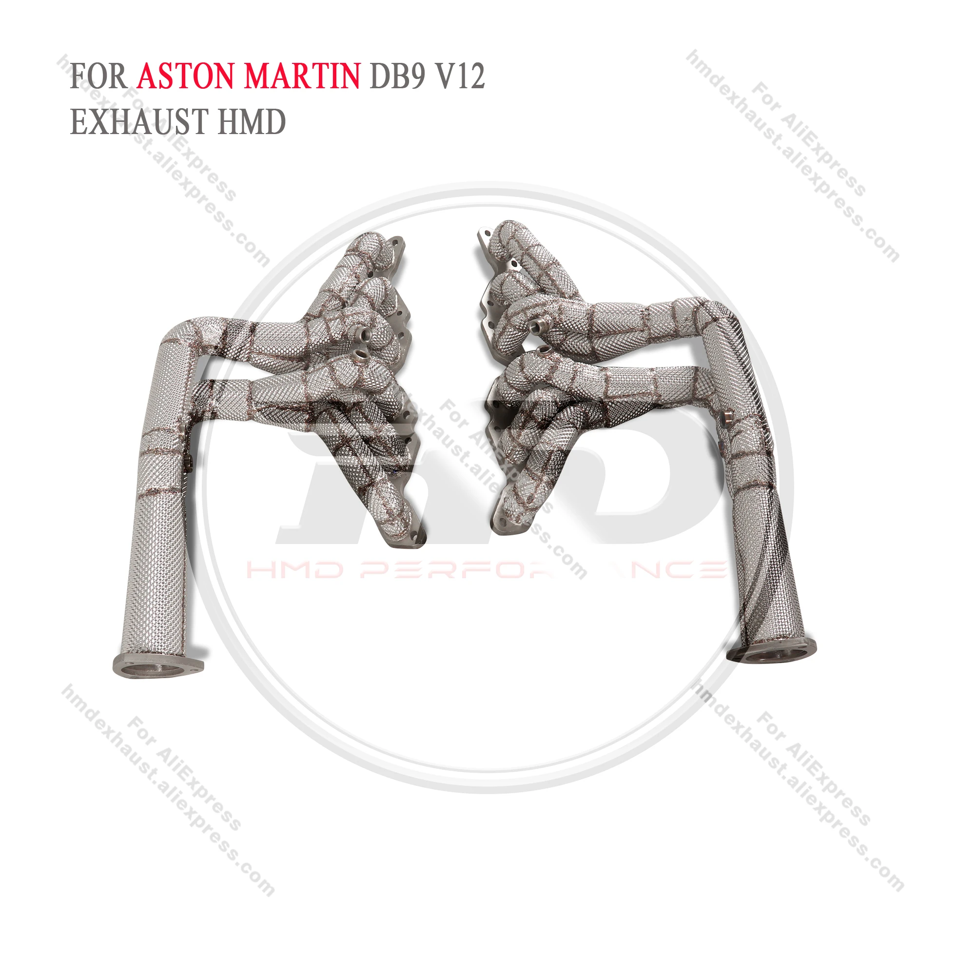 High Flow Performance Headers for Aston Martin DB9 6.0L HMD Exhaust System Manifold With Heat Shield