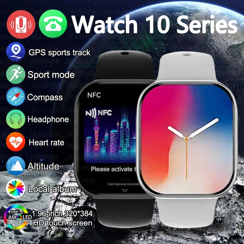 New For Apple Watch 10 GPS NFC Smart Watch Men Women Wireless Charging BT Call Waterproof HD AMOLED Smartwatch For Android IOS