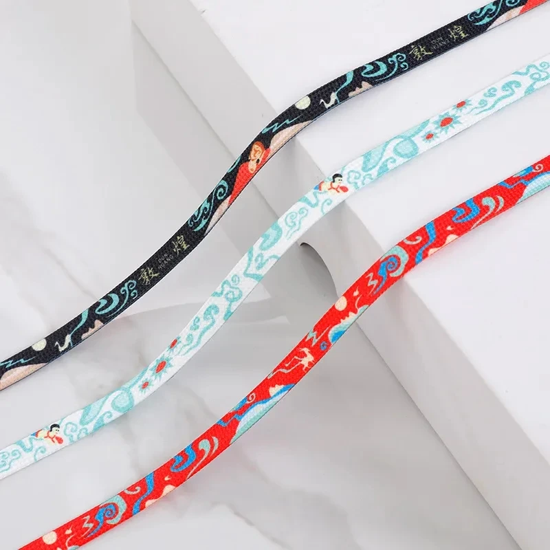 1Pair Dunhuang Ethnic Characteristic Printing Shoelaces Rubber Band for Shoes Laces for Sneakers Colorful Shoestring Accessories