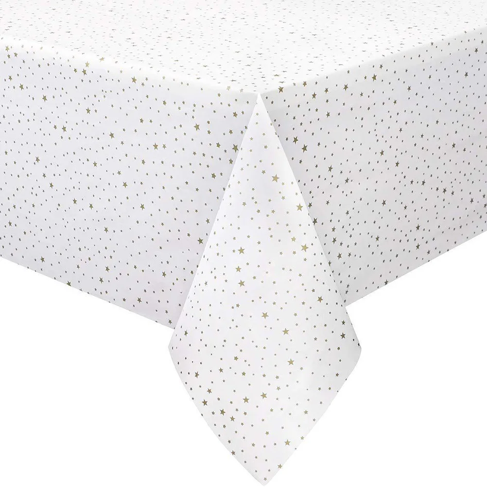 

2Pcs Golden Star Disposable Table Cover Rectangular Printing Tablecloth for Party Festival Home Dining Decoration
