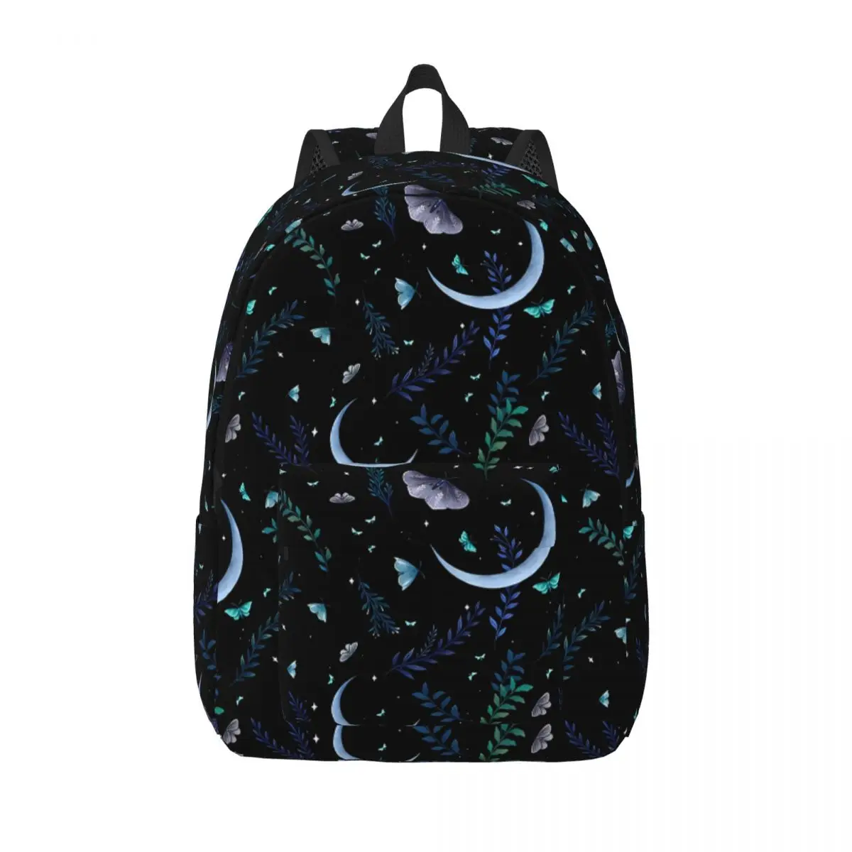 Moonlit Garden Backpack for Men Women Teenage Student Work Daypack Boho Floral Laptop Canvas Bags with Pocket