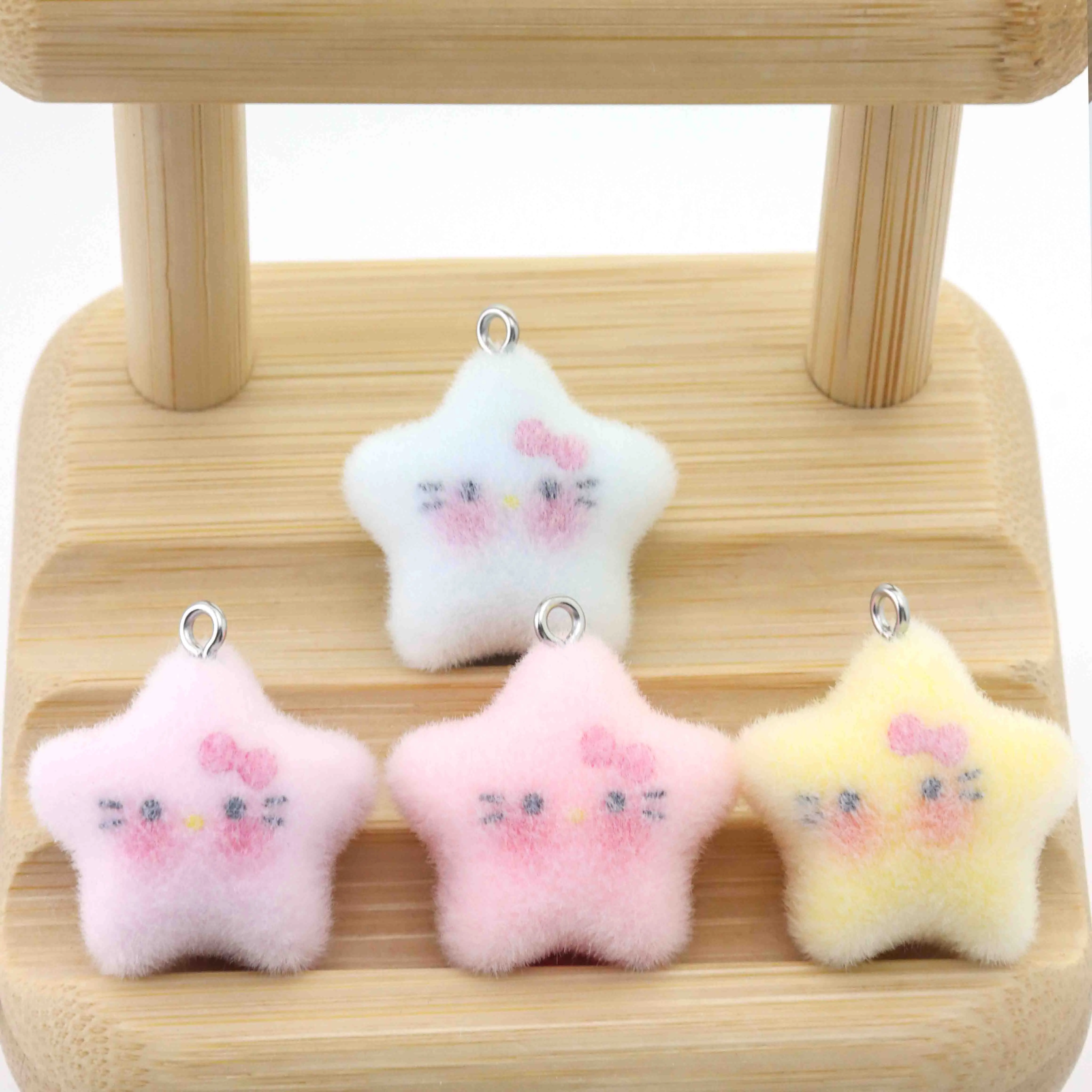 Pendentif étoile en résine floquée, 10 pièces, porte-clés pour la fabrication de bijoux, sac de téléphone portable, collier, Bracelet, accessoires pendentif