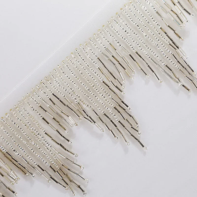 1Yard Tube Beads Lace Tassels Ultra-Dense Handmade Beading Tube Tassel Trim DIY Clothing Lighting Accessories Curtain Tassels