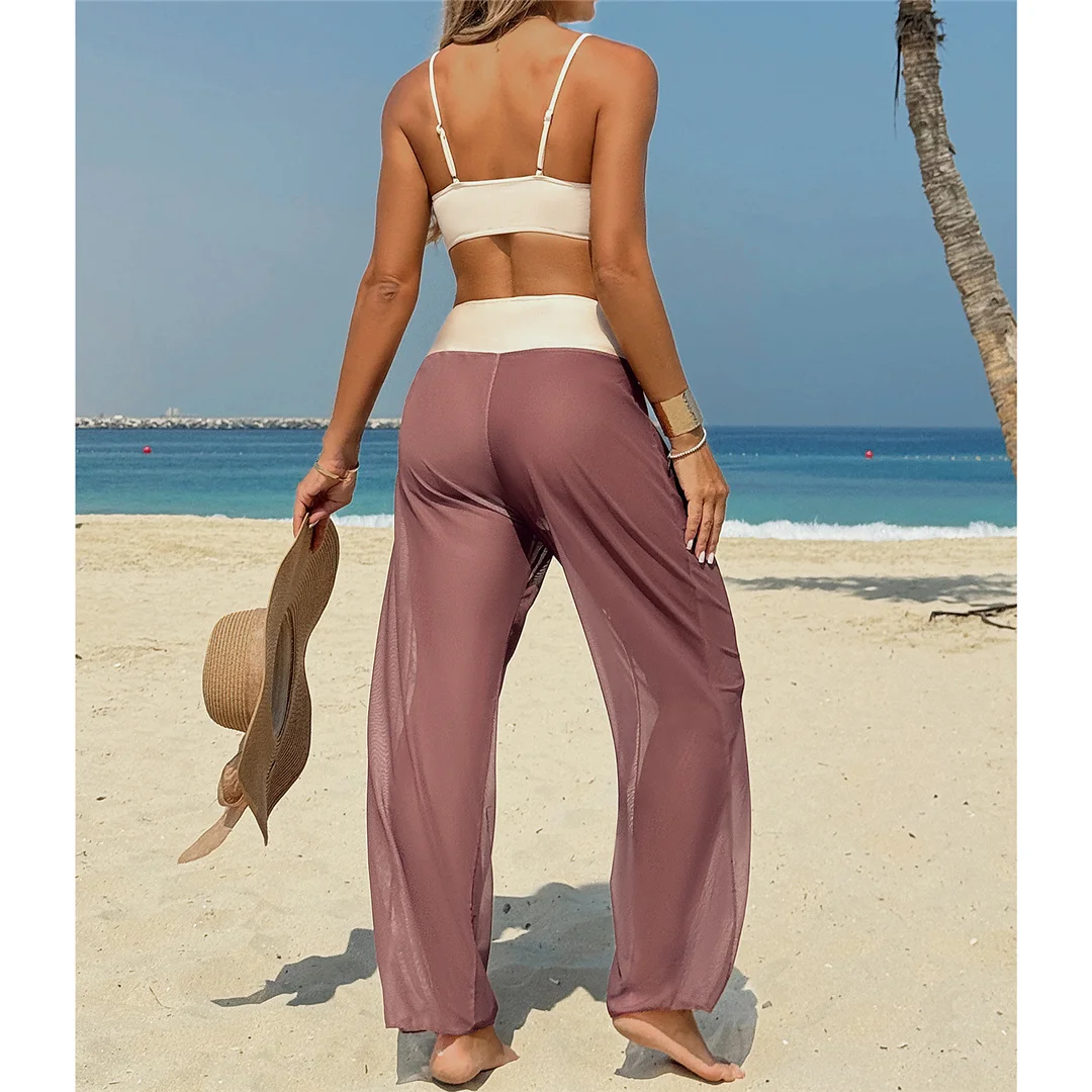 3-teiliges Set: Neue hochtaillierte Hosen, brasilianischer Bikini, Damen-Badebekleidung, dreiteiliger Bikini, Badeanzug, Badebekleidung, Schwimmbekleidung V7258 – Detail 4