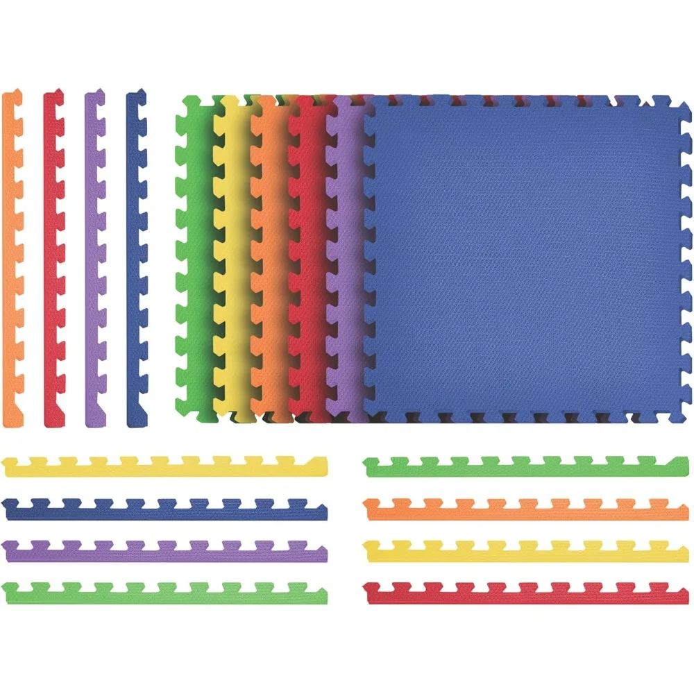 

Duräflex Lite Puzzle Mats Interlocking EVA Foam Floor Tiles Solid Color, 54 Tiles - 216 Sq. Ft., 1/2" Thick, Rainbow Pack