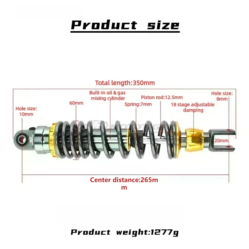 Universal For Motorcycle 320MM Adjustable Oil Hydraulic Rear Shock Damper Rear Shock Absorber