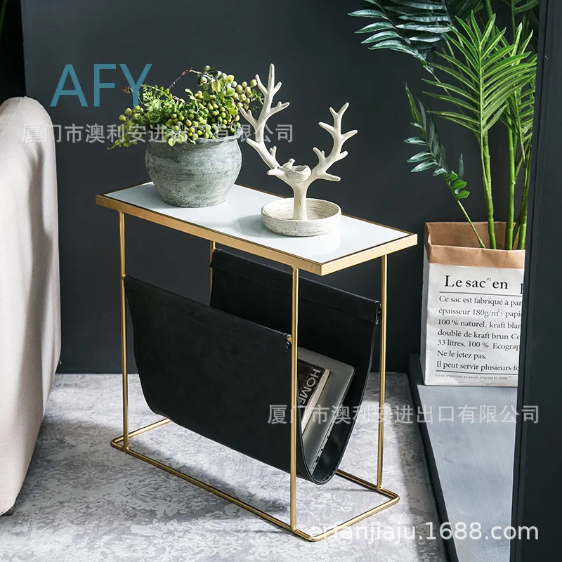 Modern Nordic Iron Side Table for Living Room Creative Storage End Table Minimalist Luxury Marble Coffee Table for Sofa