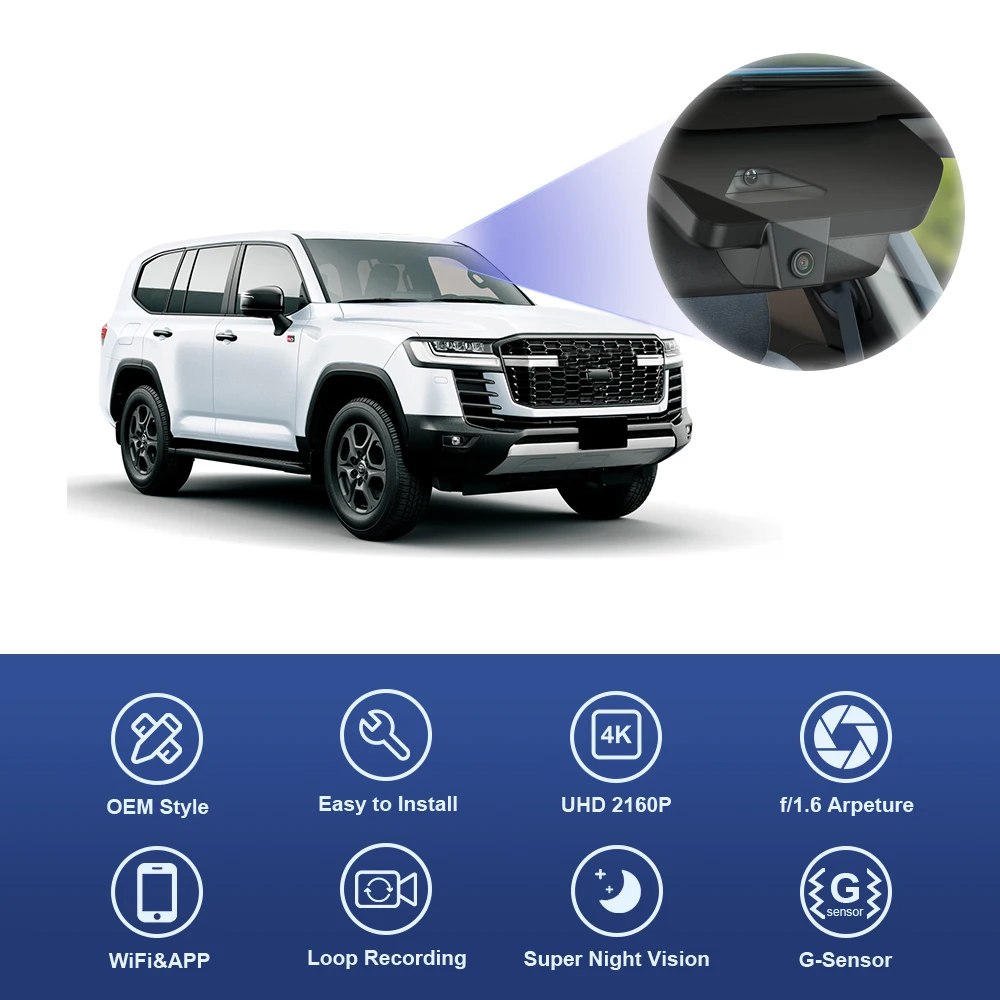 FITCAMX Dash Cam for Toyota Land Cruiser 300 LC300 & Lexus LX 500d