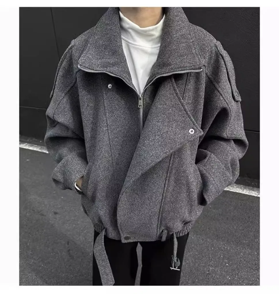 

Мужская куртка из шерстяной смеси в стиле панк-сафари, молодежная, двухслойная, базовая, пушистая, свободного кроя, теплая, красивая