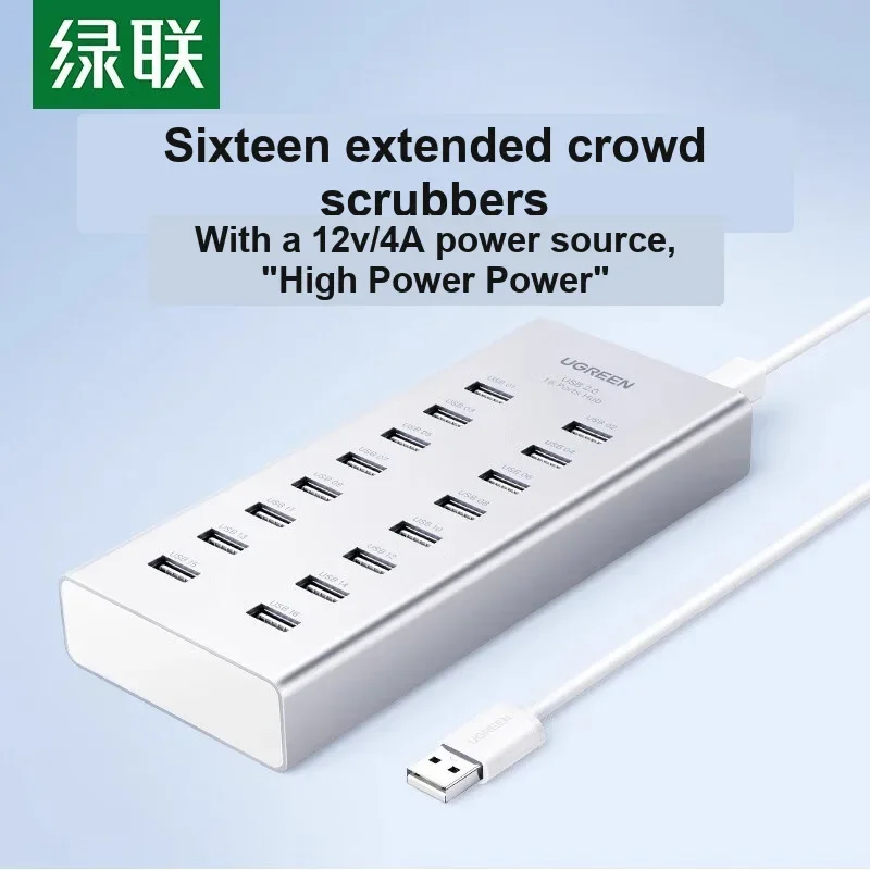UGREEN 20298 USB 2.0 Hub 16 Port Powered Splitter for Laptop Desktop Printer Flash Drive