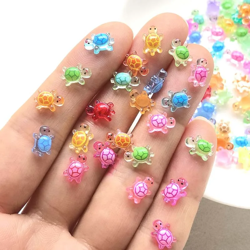 109/208pcs Cute Mini Random Color Turtle Resin, Suitable for Nail Art, Cutting and Pasting Thin Accessories, DIY Crafts image 3