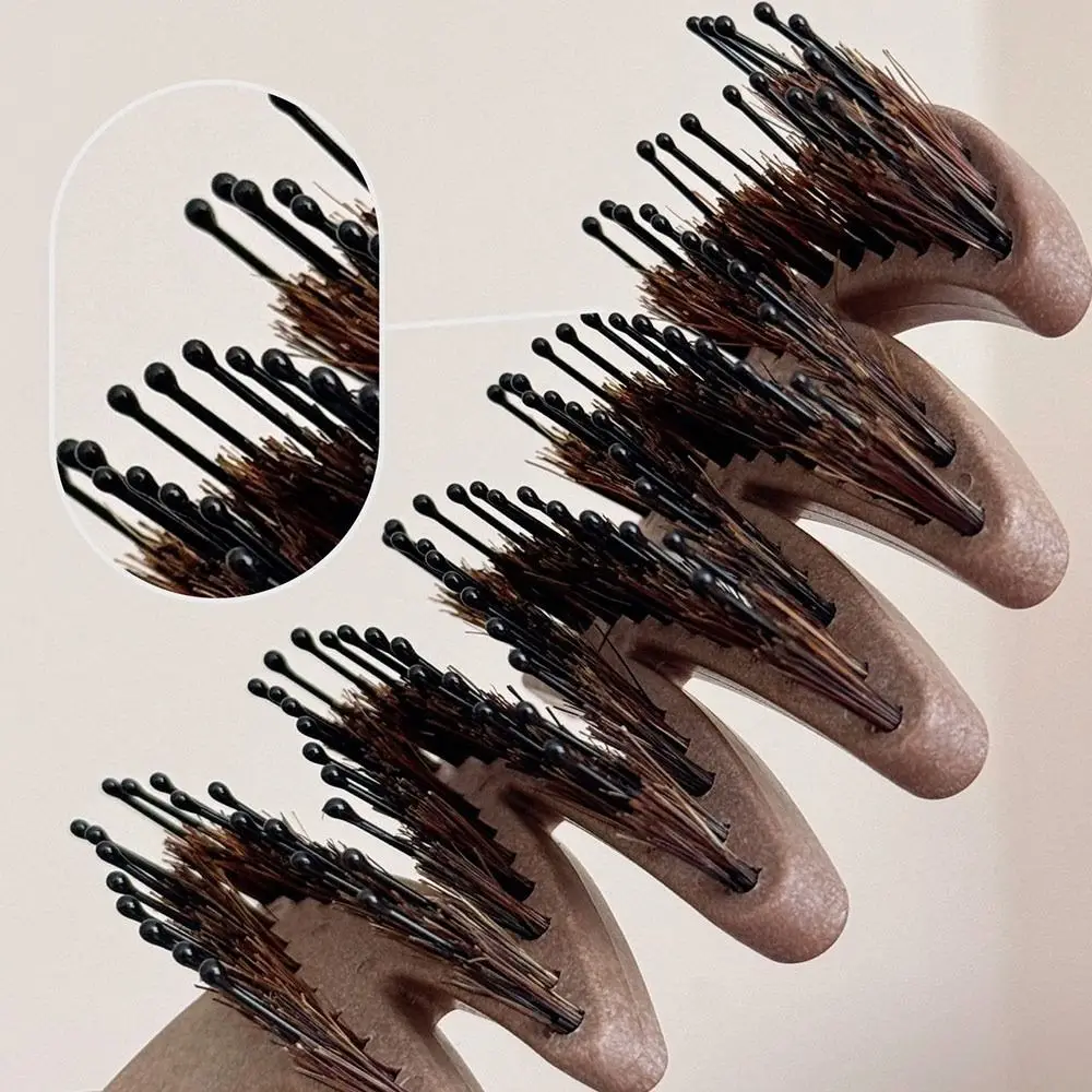 

Hollow Boar Bristle Hair Comb Rose Comb Curly Hairbrush Anti-Static Comb Fluffy Hair Care Voluminous Roots Style