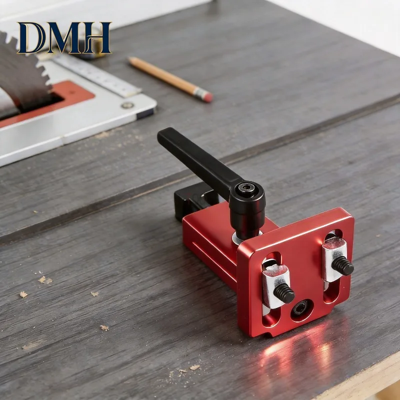 DMH-T45 Aluminum Miter Track Stop Locator 45-Type T-Slot Adjustable Positioning Sliding Block Woodworking Table Saw Rail Limiter