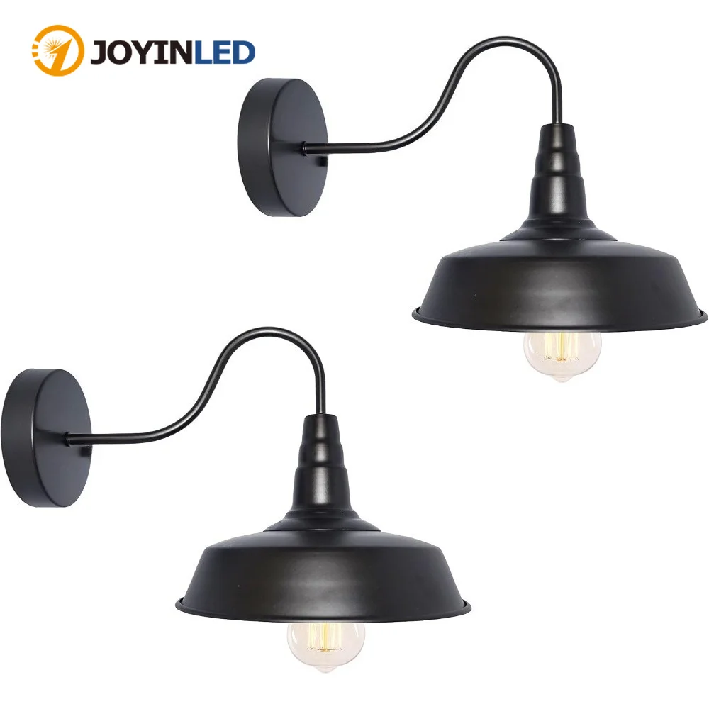 JOYINLED Retro Black Wall Sconce Lighting Barn Flat Lights Industrial Vintage Wall Lamp Outside Led Light Fixtures Bedroom Home