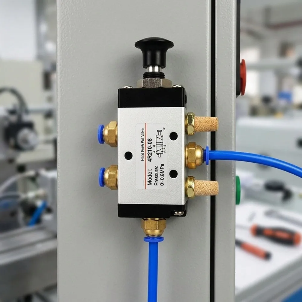 4R210-08 Industrial Pneumatic Directional Valve 5 Way 2 Position with Push for Pull Lever and G1/4 BSPT Thread