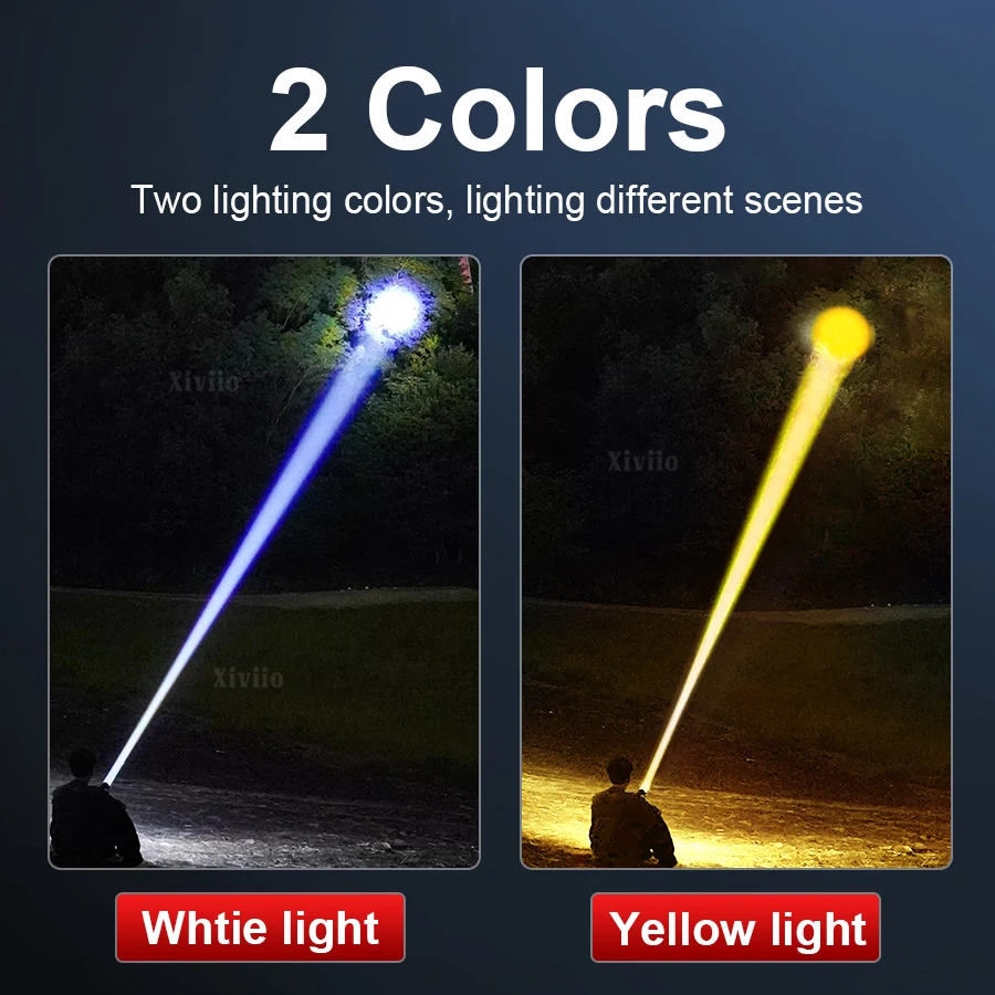 9000000LM Super Bright LED Diving Flashlight Powerful Waterproof Diving Land Dual-purpose Light Hunting Emergency Two-color Lamp