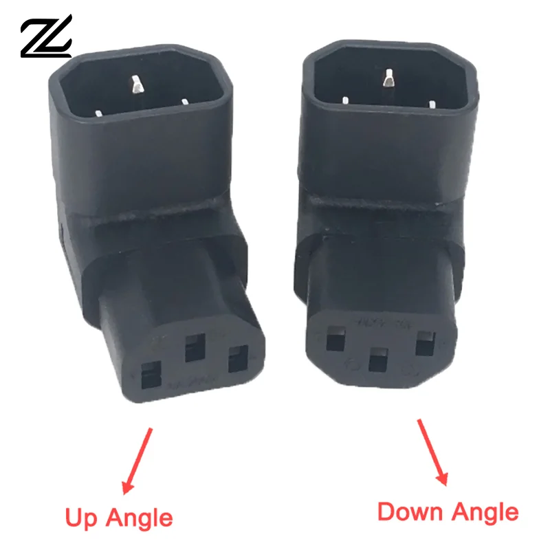 3pin Male To Female Extend 90 Degree Down Up Angle AC Converter IEC 320 C14 To C13 Left Right Angle AC Adapter IEC 320