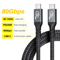 USB4 Cable 80Gbps/20Gbps 240W 4K 144Hz Type C Fast Charging Thunderbolt 3 USB 4.0 USB C to C Data Transfer Cable For laptop