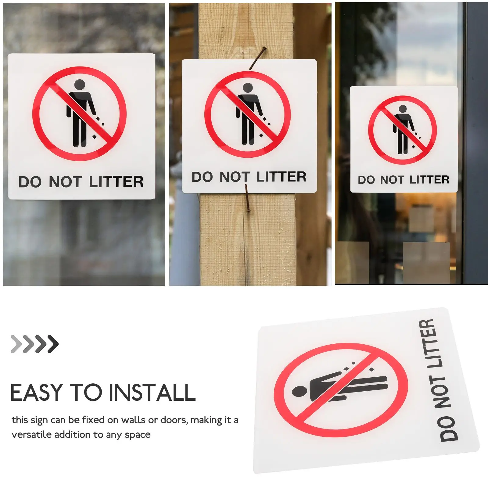 No Smoking Pets Sign Littering Garbage Can Label Touch Acrylic Notice Board Trash Bin