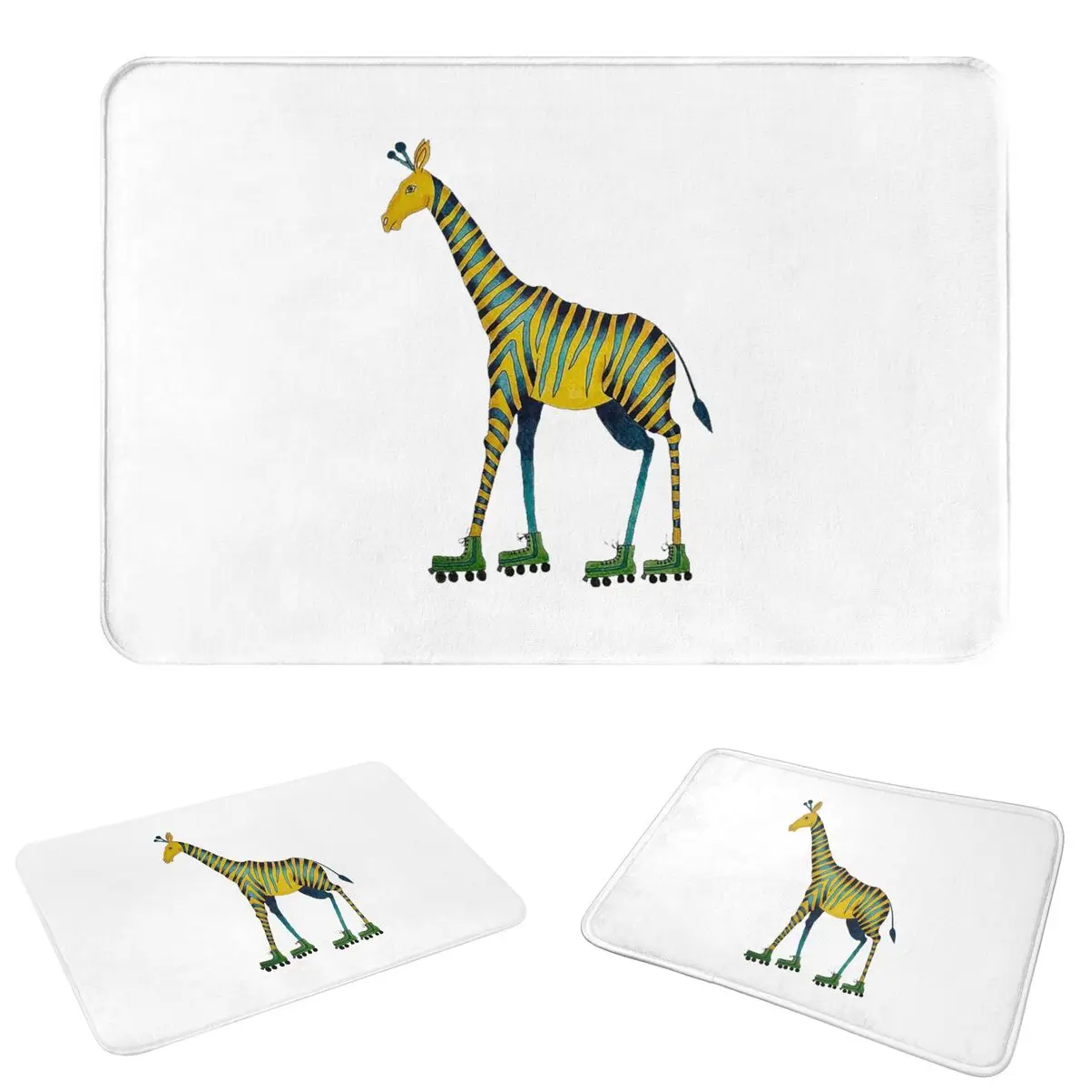Giraffe Rollerskating Non-slip Doormat Floor Mat Cushion Carpet Rug for Kitchen Entrance Home Living room Footpad Mats
