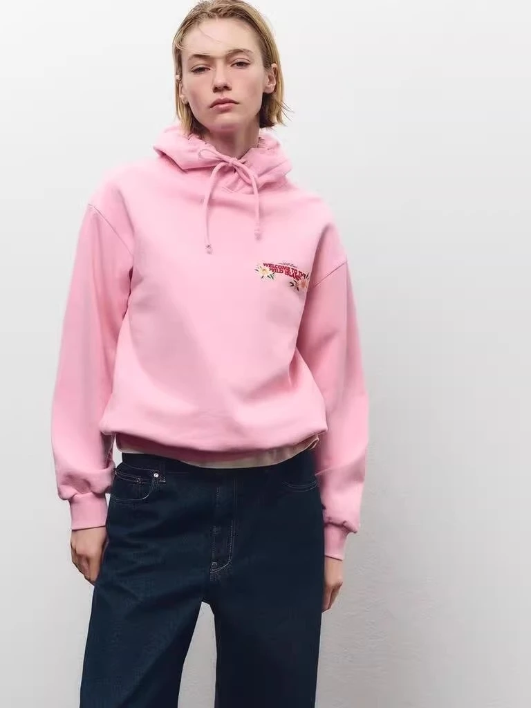 ربيع 2025 المرأة الحلو فضفاضة تناسب هوديي البلوز Jaet Street Sle طويلة Sve القطن طاقم Ne مطبوعة تصميم جديد Arr... #4