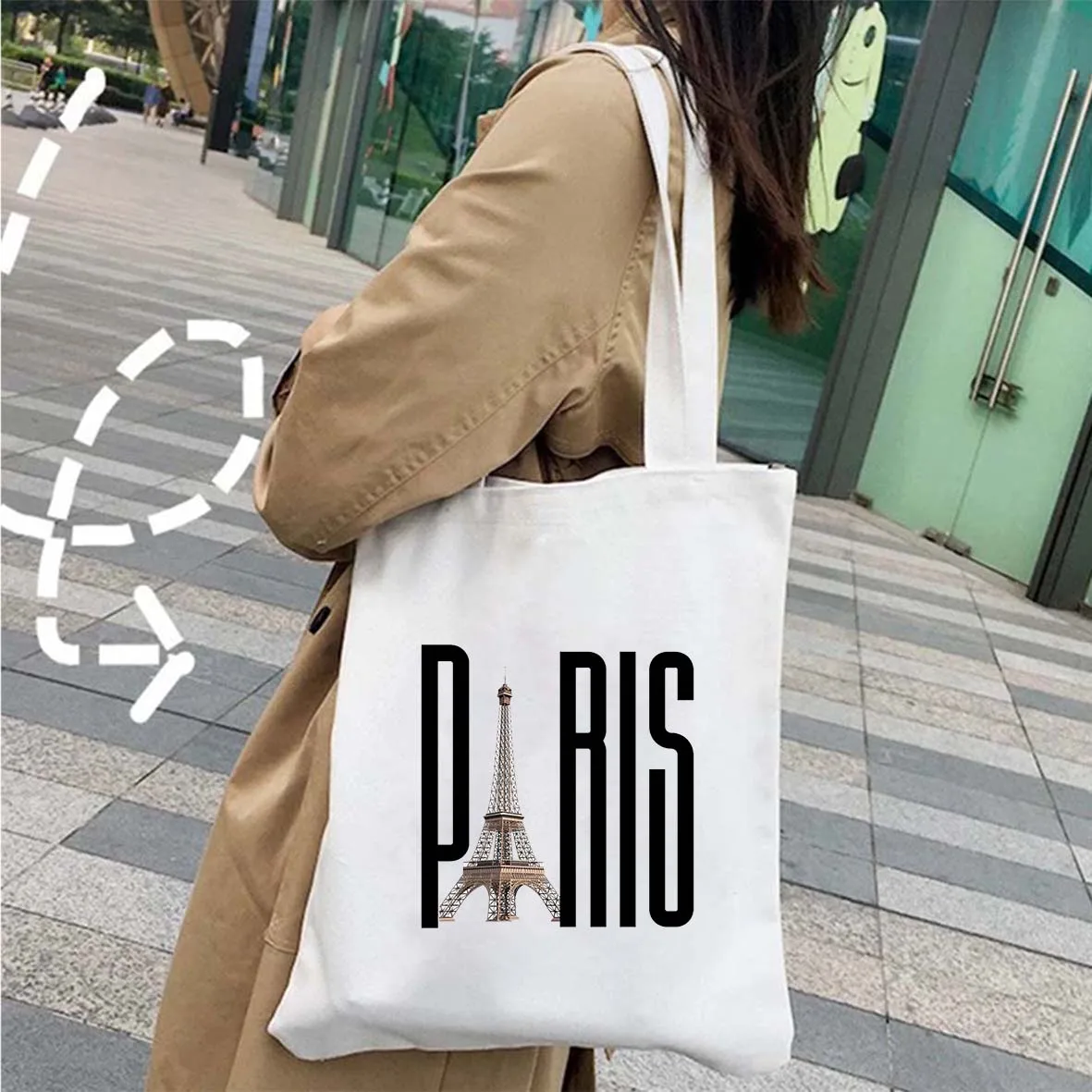 London New York Amsterdam Miami San Francisco Split Vegas Paris Letter Women\'s Canvas Shoulder Totes Bag Cotton Shopping Handbag