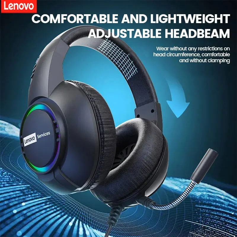سماعة رأس سلكية للألعاب الرياضية الإلكترونية من Lenovo E08 مزودة بإضاءة RGB للكمبيوتر المحمول 7.1 سماعة رأس بمؤثرات صوتية محيطية افتراضية مع ميكروفون #3