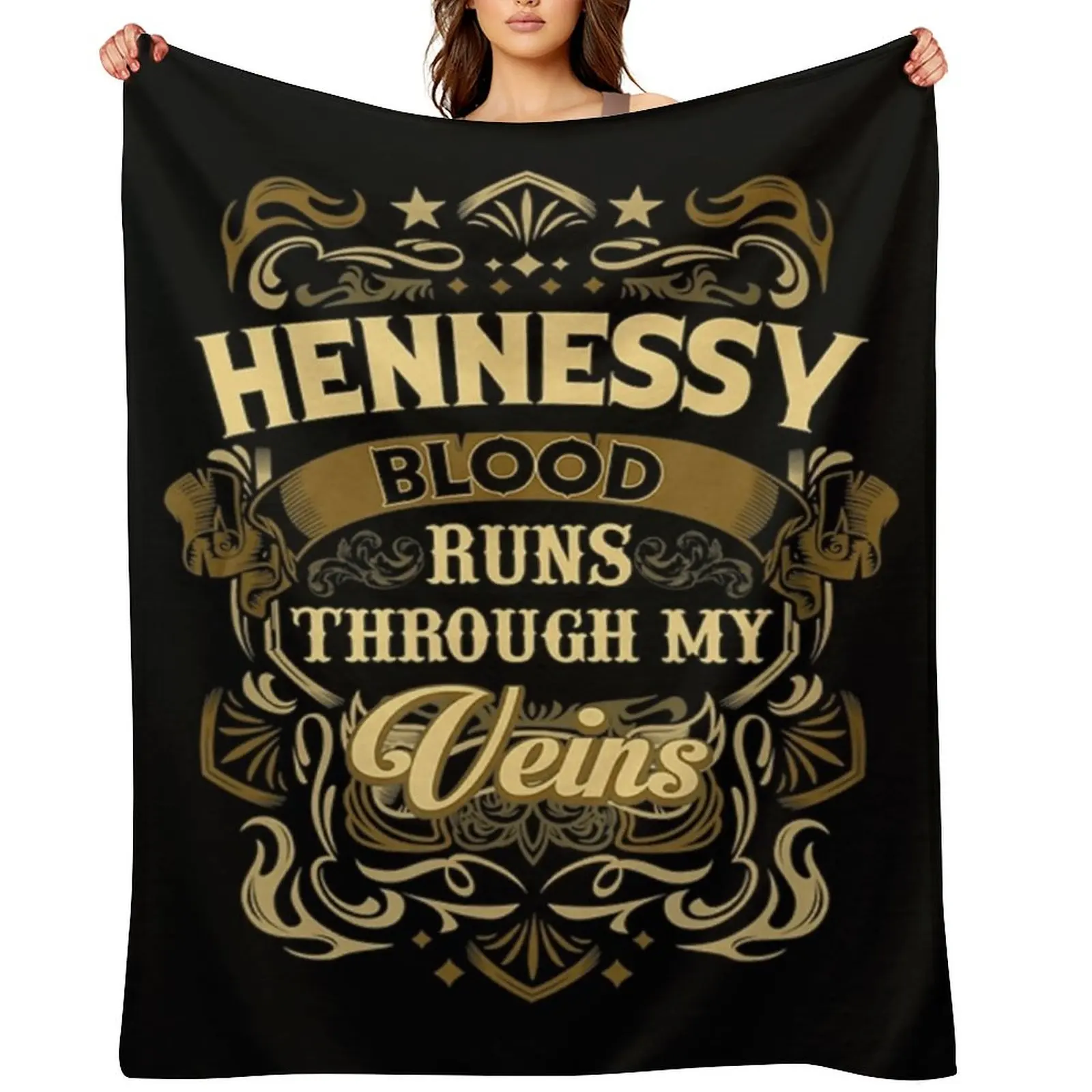 

HENNESSY Blood Thru My Veins Throw Blanket For Sofa Thin warm for winter Winter beds Blankets