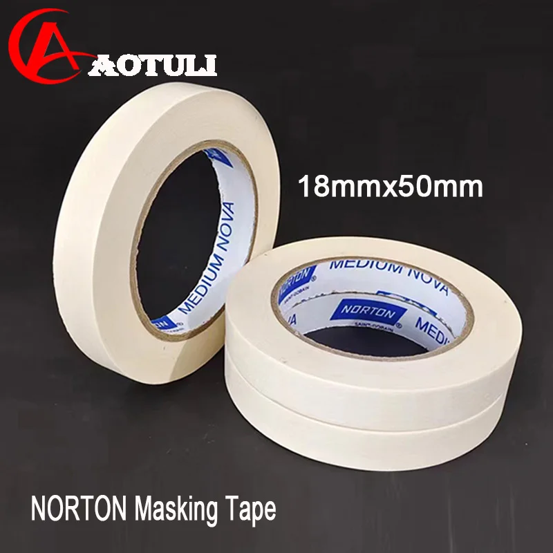 NORTON Masking Tape 1 roll 18mmx50m High Temperature Resistant Automatic Paint Aeamless Masking Tape  Prevent Pollution Tape