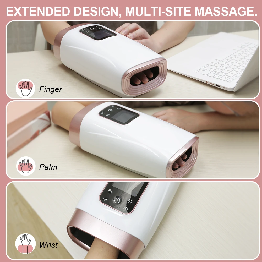 Massageador de mão sem fio com compressão de ar térmico Acupoint Pain Relief, massagem portátil, pulso estendido relaxar, beleza dedos