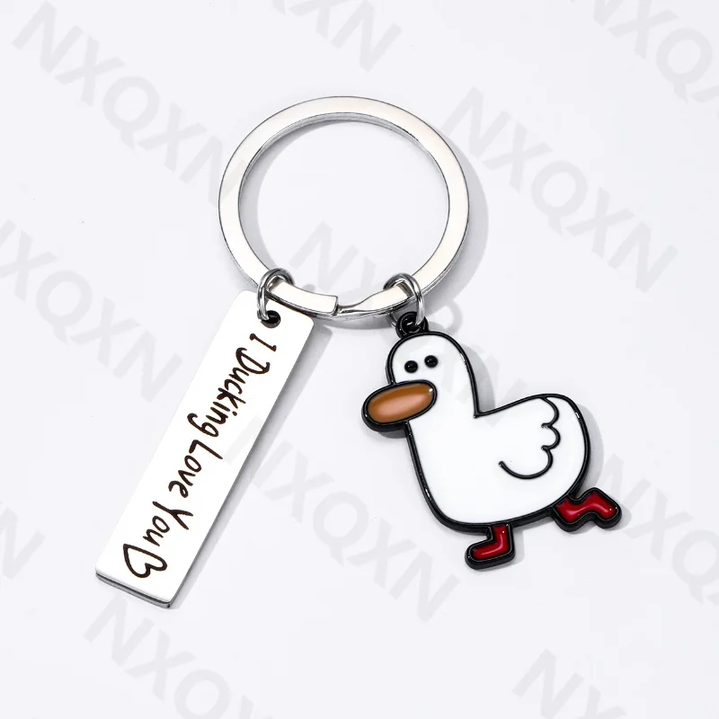 Classic Cute Duck Enamel Keychain Love You Aniamls Alloy Key Ring For Men Boys Friendship Gift Handmade Jewelry Set