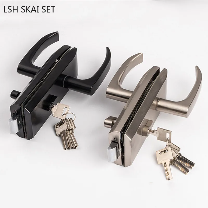 

High Quality Glass Door Lock Office Stainless Steel Handle Door Lock Bathroom Balcony Glass Clip Lockset Home Security Hardware