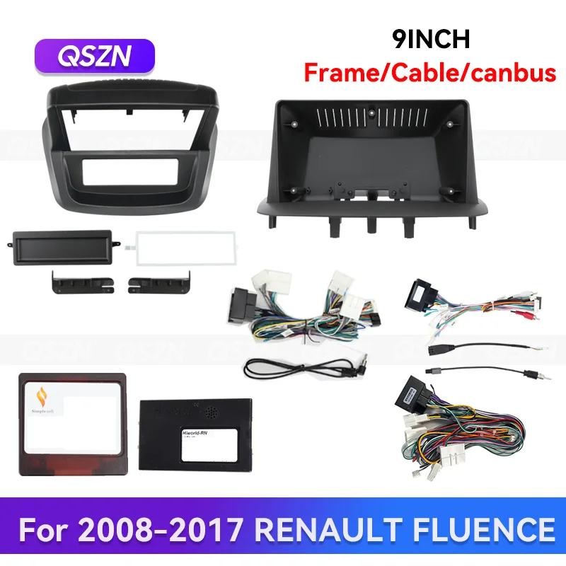 QSZN Canbus Box para RENAULT FLUENCE 2008-2017 9 pulgadas Android Radio de coche Marco estéreo GPS MP4 Kit de arnés de cableado Multimedia