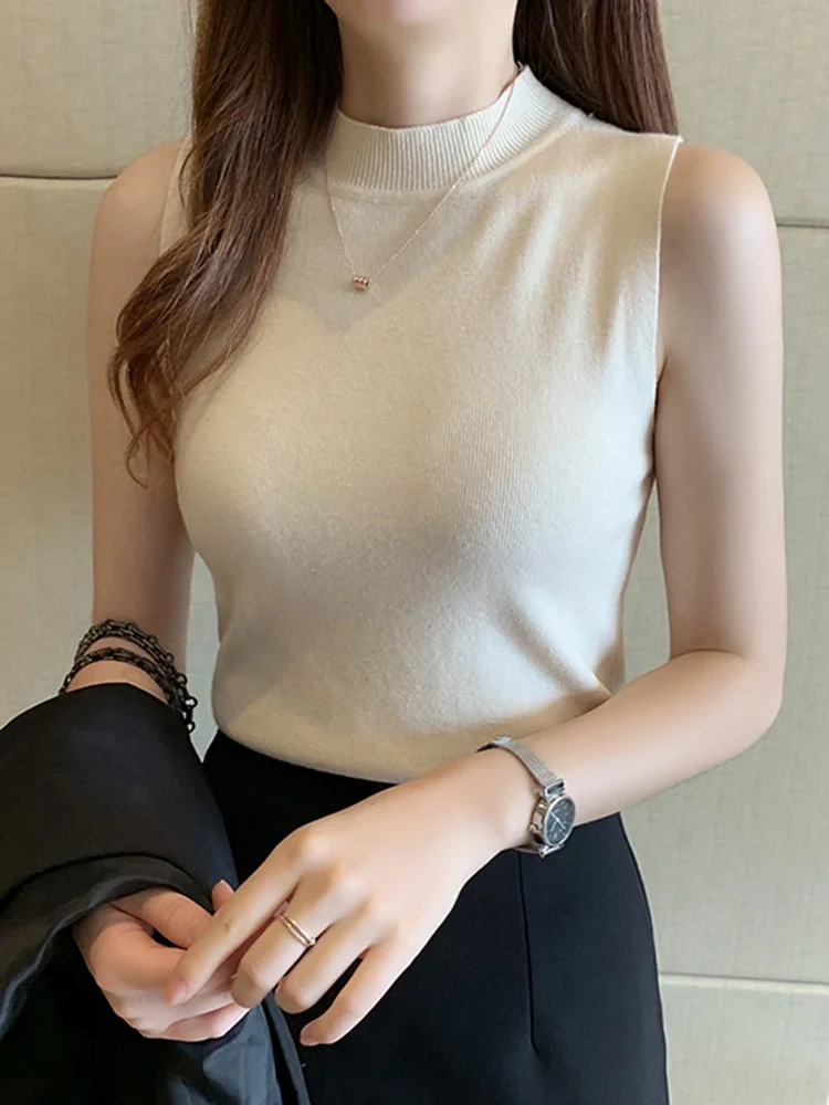 AOSSVIAO 2025 verano versátil tejido sin mangas Tops mujeres básico sólido camisetas sin mangas Casual cuello redondo camisetas delgadas camisetas femeninas chaleco