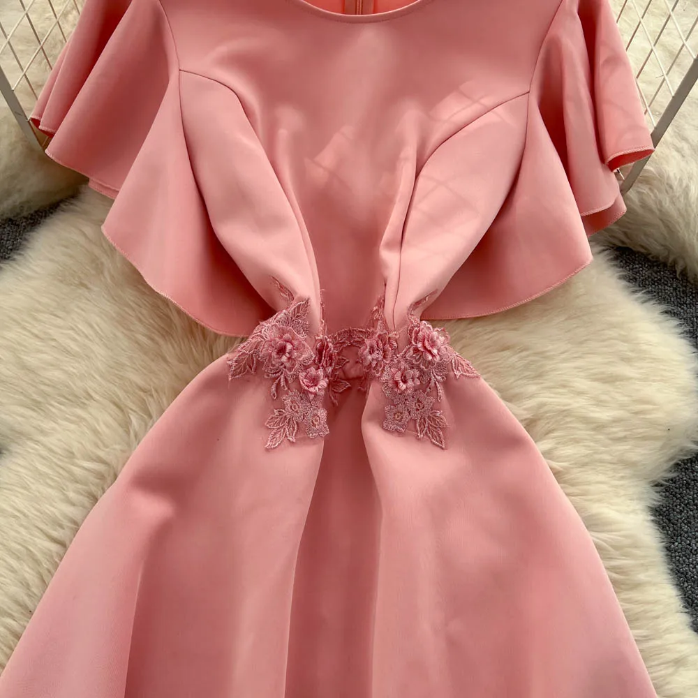 Robe rétro élégante en velours ajouré, col en v, slim, décontractée, taille haute, robes de cérémonie pour femmes