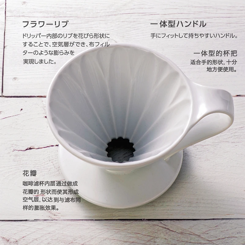 Arita-yaki Sanyo Coffee Ceramic Flower Filter Cup, Petal Hand brewed Filter Cups, Japan's Original