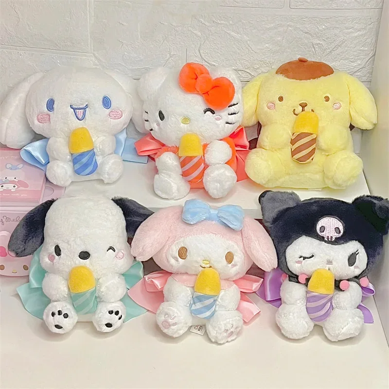 Orignal Sanrio Happy Birthday Series Plushie Hello Kitty Kuromi Cinnamoroll Pochacco Figure Kawaii Plush Pendant Cute Decor Gift