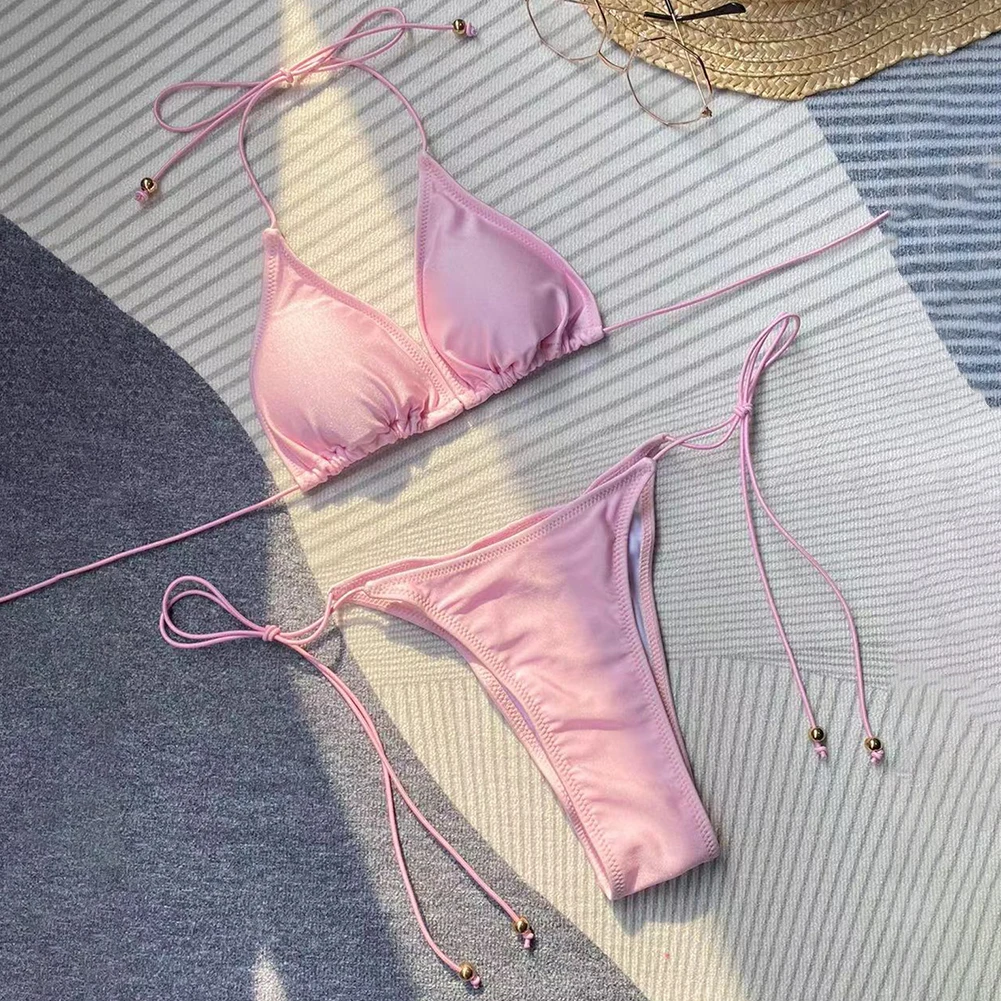 Set Bikini baju renang seksi pakaian renang wanita setelan mandi potongan Tinggi pantai Push Up