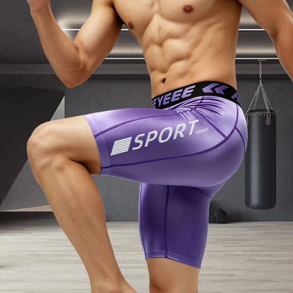 Men Fitness Running Sports Boxer Shorts Compression Quick-drying Yoga Five-Quarter Length Pants Breathable Basketball Underwear