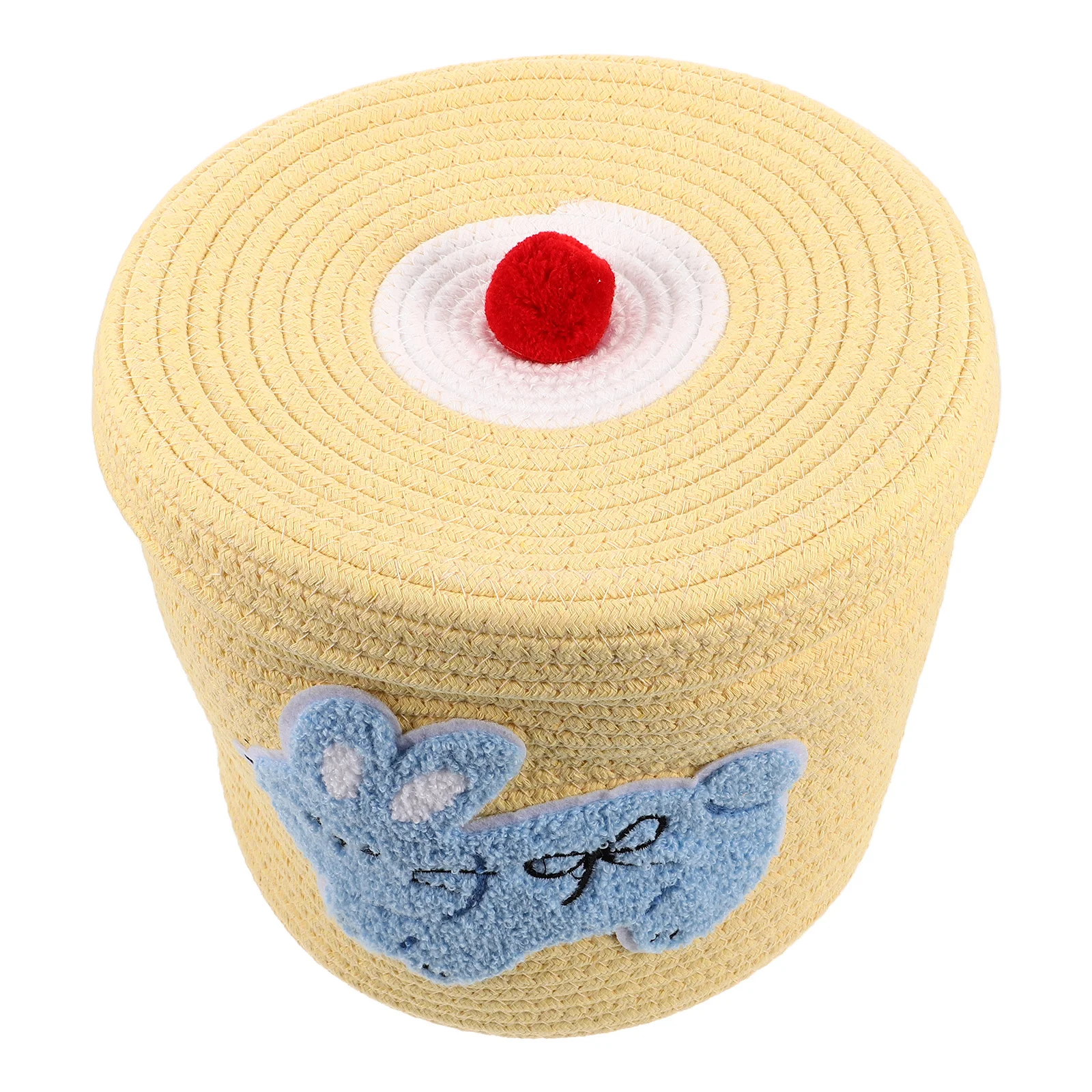 

Cotton Rope Storage Basket with Lid Desktop Cosmetics Organizer Woven Baskets Bedroom Sundries Snack Weaving