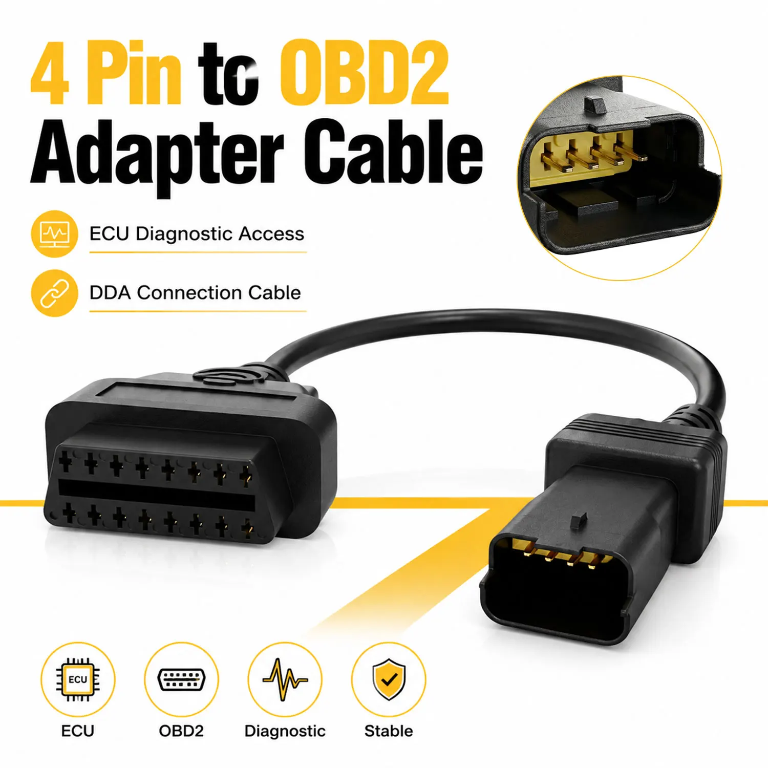 X-OBD DDA to OBD2 Cable for Ducati Monster Panigale Diavel Multistrada 4Pin ELM327 Scanner Lead Reset Service Light
