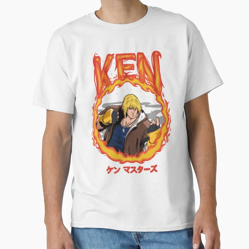 Ken Masters 80s Combat Game Classic Cartoon Arcade Street Fighter Gift  T-shirt for man Large size Tops 100% cotton printed