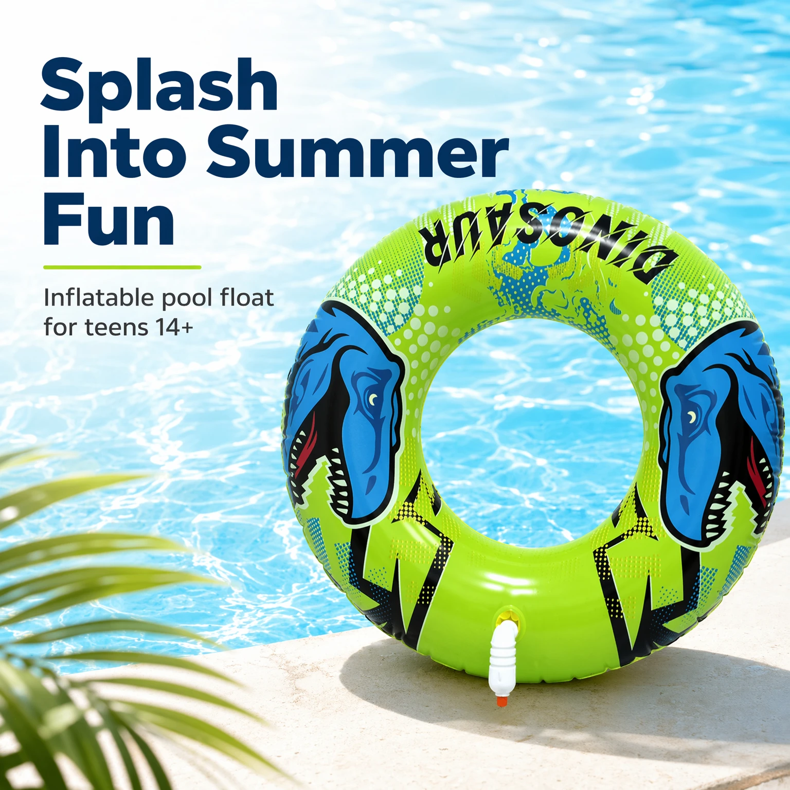 Cartoon Animal Inflatable Swim Ring With Built-in Water Gun Thick PVC Kids Anti-rollover Float Summer Beach Pool Water Toy