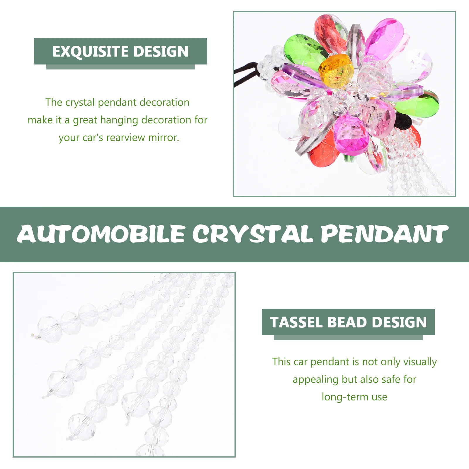 

Car Pendant Crystal Durable Rearview Mirror Hanging Decor Stylish Vehicle Interior Decoration Auto Hanging Ornament